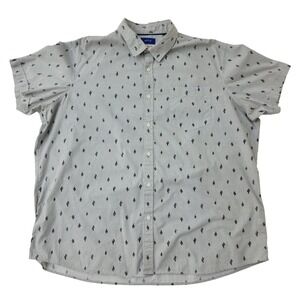 Apt 9 Mens XXL Short Sleeve Button Down Shirt Cactus Print HeiQ Smart Temp Gray